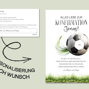Money gift for a boy's confirmation – Football gift template PDF, Personalized gift idea for son, grandson, godchild, digital download image 3