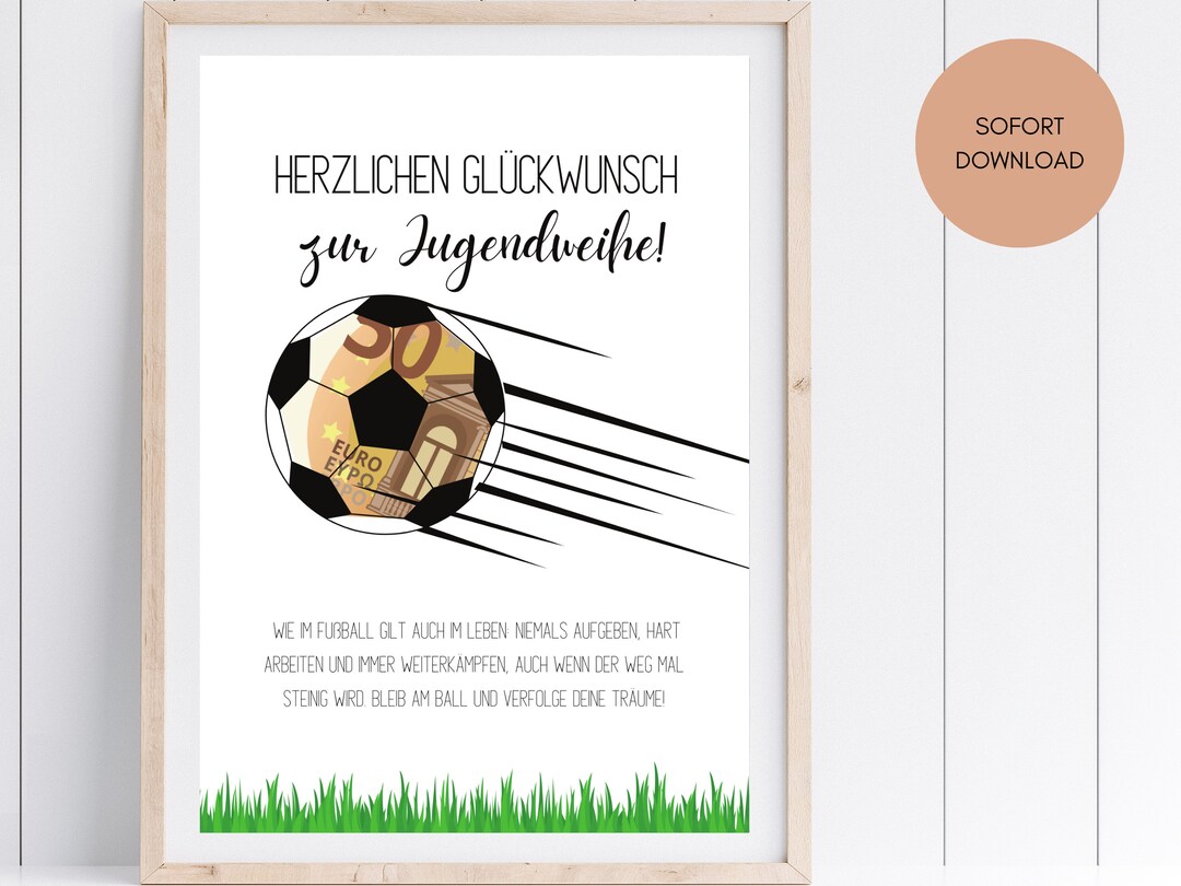 Geldgeschenk zur Jugendweihe für Jungs im FußballLook Coole Etsy.de