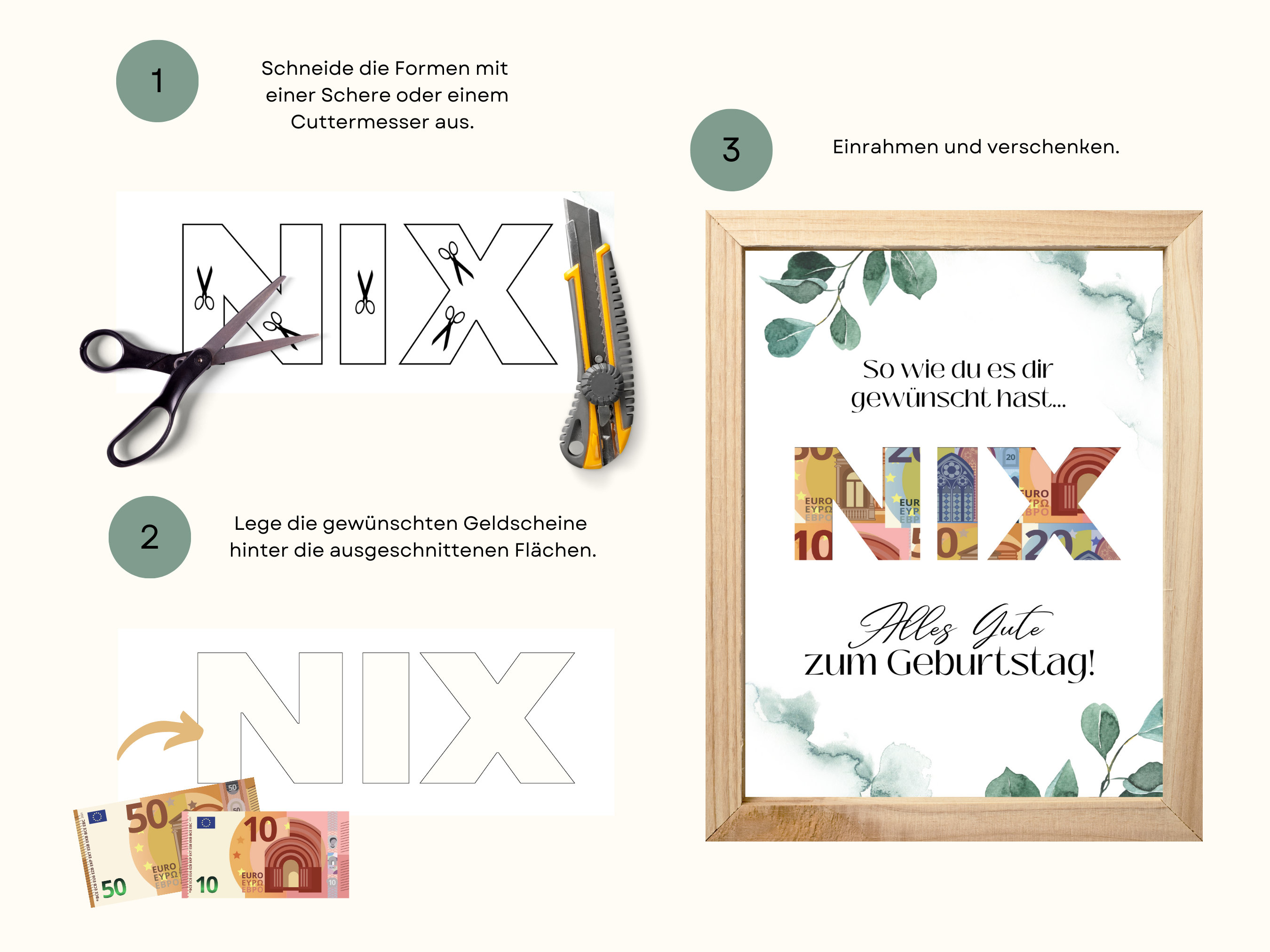 Geldgeschenk nix PDF Vorlage Zum Ausdrucken - Etsy Norway