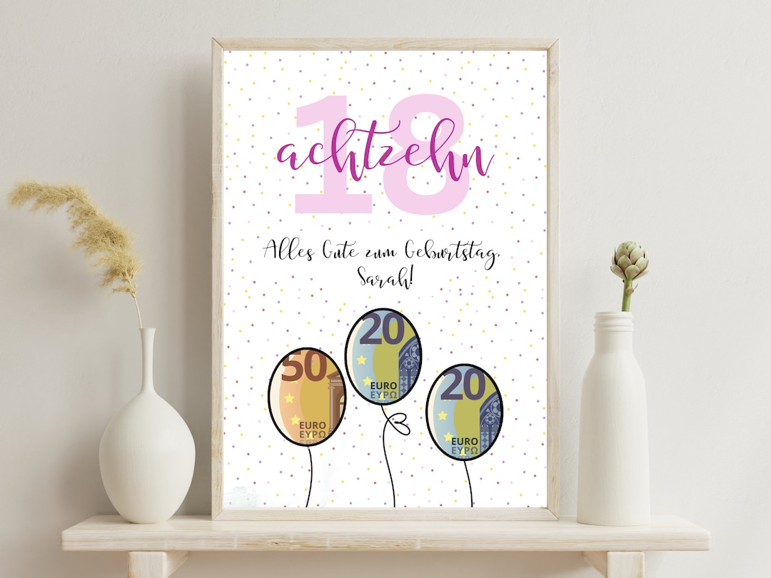 Personalisiertes Geldgeschenk zum 18. Geburtstag Zum Etsy.de