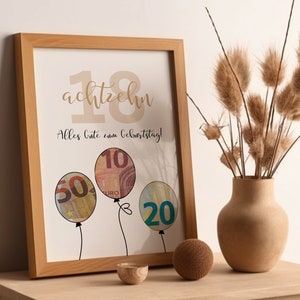 Cash gift for 18th birthday - Printable & available last minute. Original idea for cash gifts, available immediately