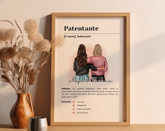 Persönliches Geschenk für die Beste Patentante: Definition einer Patentante zum Ausdrucken