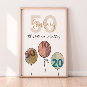 Geldgeschenk zum 50. Geburtstag Zum Ausdrucken & Last Minute erhältlich