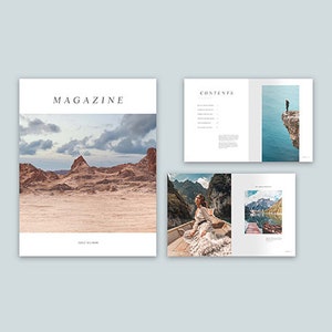 Modelo de revista de viagens, modelo Adobe Indesign, modelo digital | A4 e Carta dos EUA