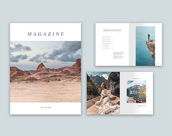 Plantilla de revista de viajes, plantilla de Adobe Indesign, plantilla digital / A4 y carta estadounidense