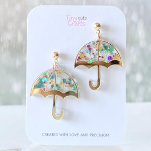 Umbrella Earrings | whimsical Rainy Day Earrings | glitter Earrings | cute jewelry gift | Lightweight Earrings | Trendy Jewelry | gift