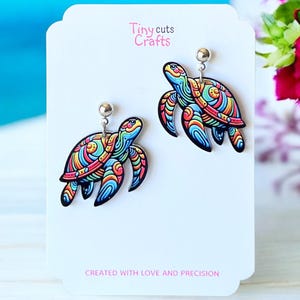 Colorful Sea Turtle Dangle Earrings: Beach Jewelry