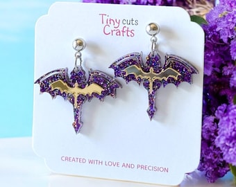 Magical Dragon Earrings | Gothic Glitter Earrings | Fantasy Jewelry | Gift for Her | Witchy Earrings | Pagan earrings | Fantasy Jewelry