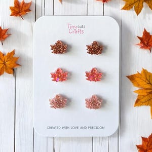 Maple Leaf stud earrings | Glitter Fall Leaves | Autumn fall Jewelry  | fall earrings | Gift for her | gift for mom | halloween gift