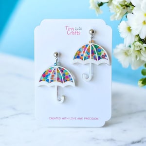 Rainbow Umbrella Earrings | Cute Weather Jewelry | Colorful Rainy Day Earrings | Fun spring Earrings | Spring Accessories | Gift for Her