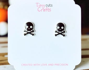 Skull Crossbones Stud Earrings: Gothic Punk Halloween Jewelry
