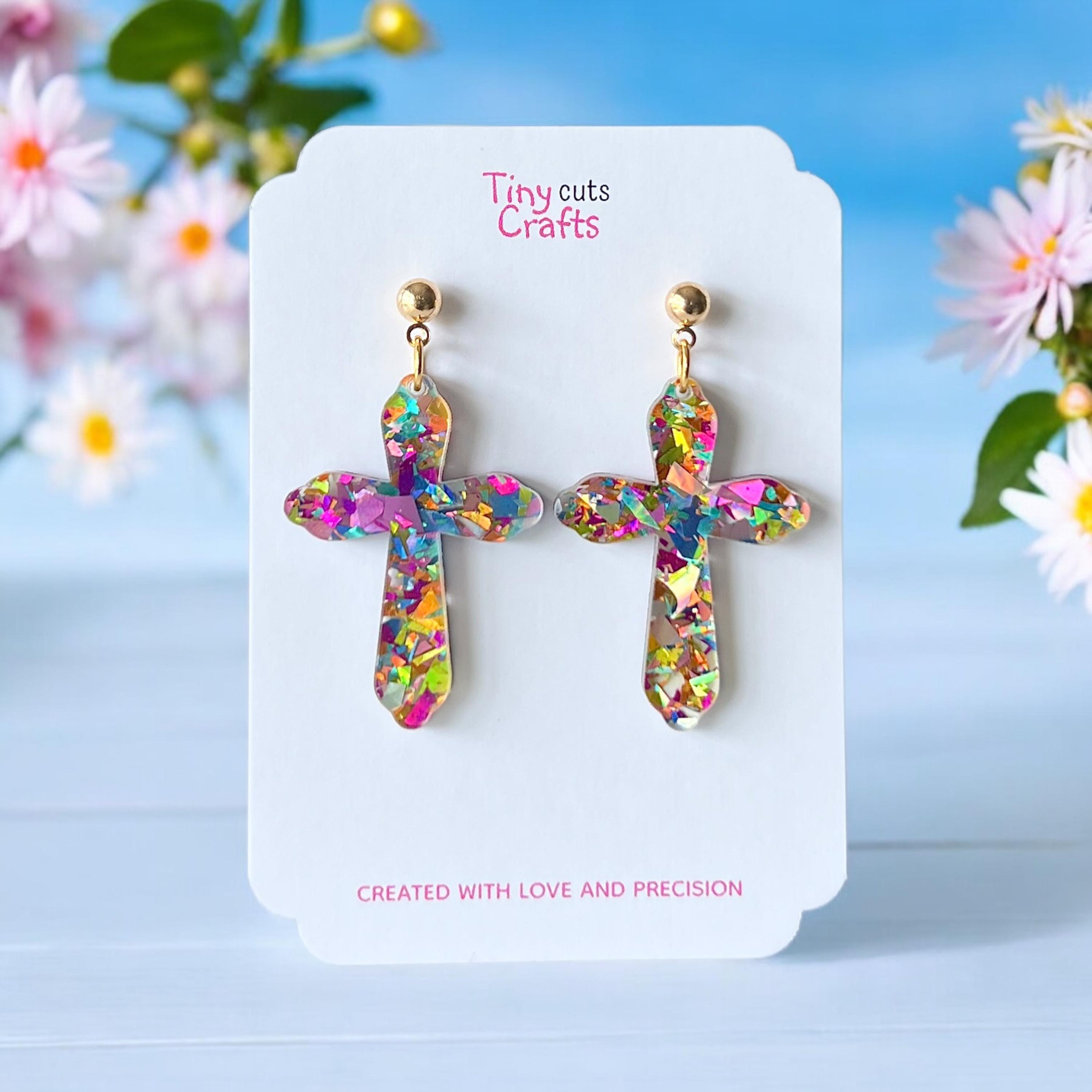 Cross earrings  | gift for godmother | crucifix earrings | gift for her | religious jewelry | Christmas earrings | christian earrings