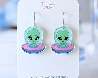 Alien Spaceship Earrings | Acrylic UFO Jewelry