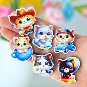 Kawaii kitty Magnets | cat Lover Gift | Fridge Magnets | Kawaii Decor | Small cute cat Magnets | Funny kitty Magnets | Gift for Pet Lovers