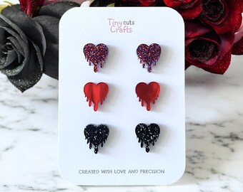 Dripping Heart Earrings | Goth Earring | bleeding heart earrings | gothic earrings | Minimalist witchy Earrings | gift for halloween