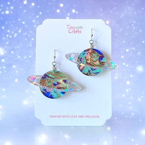 Galaxy Planet Earrings | Saturn Dangle Earrings | Space Themed earrings | Cosmic Earrings | Astronomical Earrings | Outer Space earrings