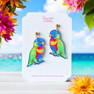 Tropical Parrot Dangle Earrings: Colorful Acrylic Bird Jewelry
