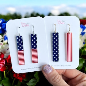 American Flag Bar Earrings: Stars and Stripes 4th of July