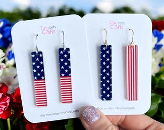 American Flag Bar Earrings: Stars and Stripes 4th of July