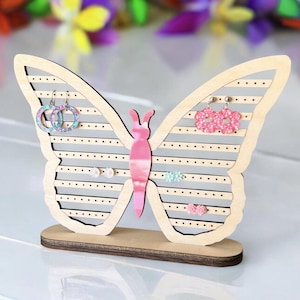 Butterfly Earring Display Stand | Wood & Acrylic Jewelry Organizer