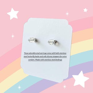 stainless steel posts and silicone stoppers for our Tiny alien earrings UFO spaceship studs playful extraterrestrial jewelry girls earrings .56 x .40 in