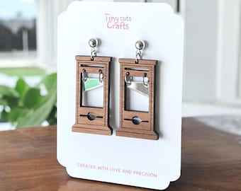 Guillotine Earrings, Gothic Earrings, Quirky Acrylic Jewelry, Unique quirky earrings, Gift for Her, Gore earrings, horror earrings, French