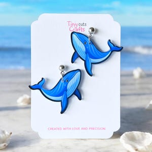 Blue Whale Earrings: Acrylic Ocean Animal Jewelry