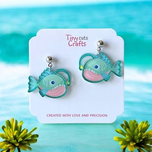 Quirky Anglerfish Earrings | Deep Sea Earrings | Ocean Jewelry | Glow Fish Earrings | Sea Earrings | Nautical Fashion | Marine Life Earrings
