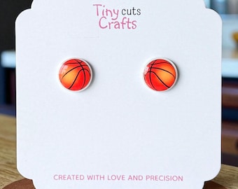 Acrylic Basketball Stud Earrings: Sports Fan Jewelry