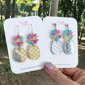 Tropical Pineapple Earrings: Acrylic Dangle Fruit Jewelry