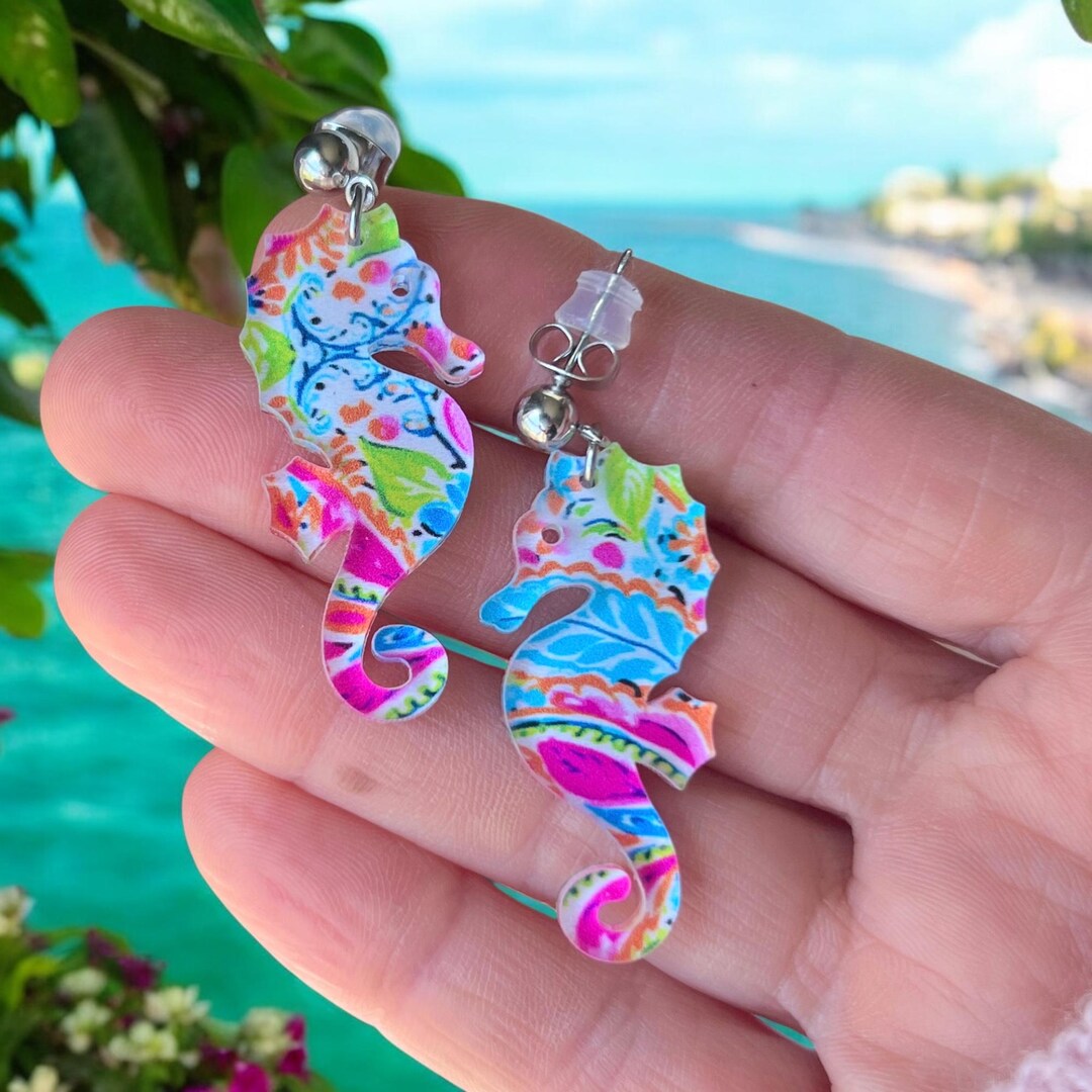 Preppy Seahorse Earrings | Beach Earrings | Seaside Jewelry | Ocean ...