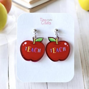Apple Earrings | Teacher Gifts | Fun Apple Jewelry | Quirky Teacher Earrings | Red Apple Earrings | Teacher Appreciation | gift for her