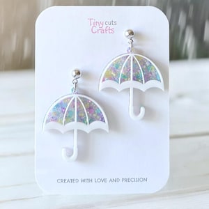 Pastel Umbrella Earrings | whimsical Rainy Day Earrings | glitter Earrings | cute jewelry gift | Earrings | Trendy Jewelry