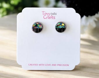 Abstract Acrylic Stud Earrings: Colorful Art Jewelry