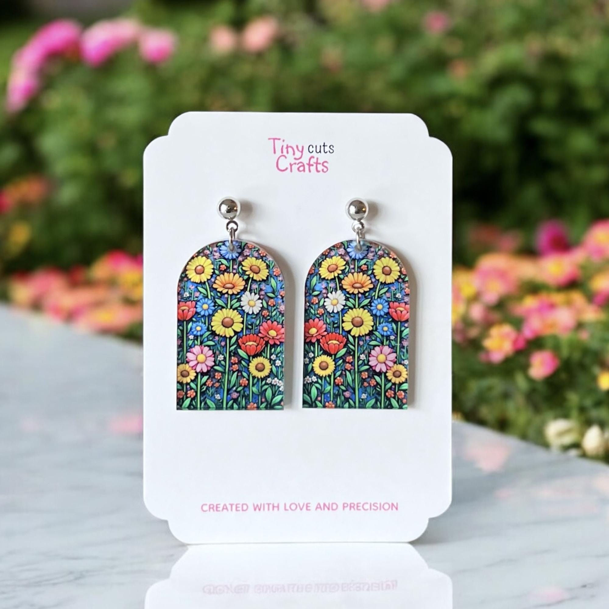 Wildflower Earrings, Floral Dangle Earrings, Colorful Flower Jewelry, Spring and Summer Earrings, Garden-Inspired Earrings, Gift for Her