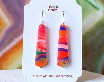 Sunset Acrylic Dangle Earrings: Orange Statement Jewelry