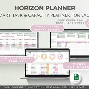 Automated Excel Task Planner – Task Manager, Capacity Tracker, Eisenhower Matrix, Recurring Tasks, Smart Calendar