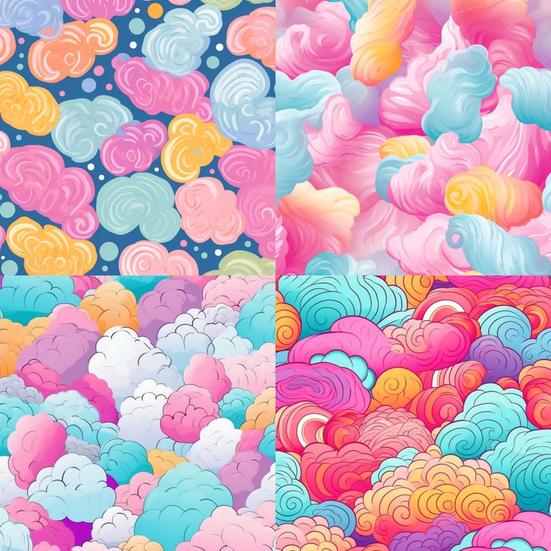 Cotton Candy Seamless Texture, Digital Art, Commercial Use Scrapbooking