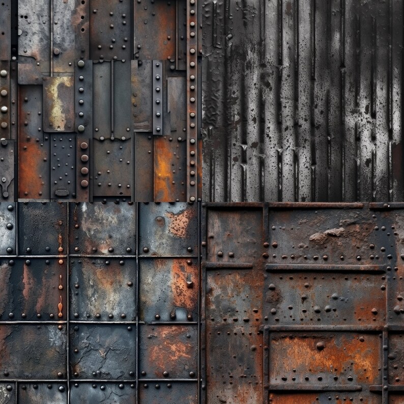 Rusty Metal Seamless Texture, Digital Art, Commercial Use Scrapbooking