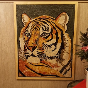 Mosaic Art Handmade Mosaic Works Classic Mosaic Tiger made of marble