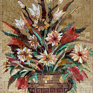 Mosaic art handmade mosaic works made of marble natural stones decoration idea living room decoration with mosaic mosaic crafts flowers