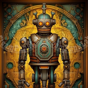Steampunk Art Deco Robot: Captivating Fusion of Elegance and Innovation