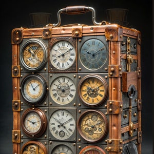 Coffre à Temps: Boîte Steampunk aux Horloges Multiples