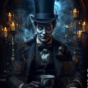 Seigneur Vampire du Manoir Hanté Steampunk - Un Personnage Sombre et Mystérieux d'Halloween