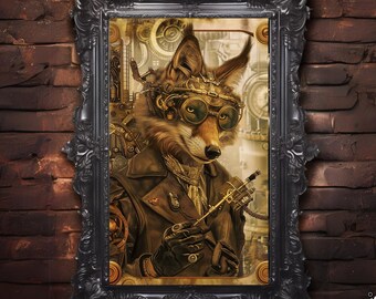 The Cunning Inventor: Steampunk Portrait of a Genius Fox