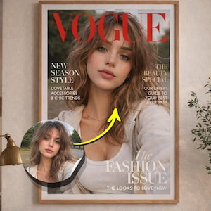 Transformez Votre Photo en Couverture de Magazine – Affiche Personnalisée Égérie | Cadeau Unique Couple, Famille, Femme