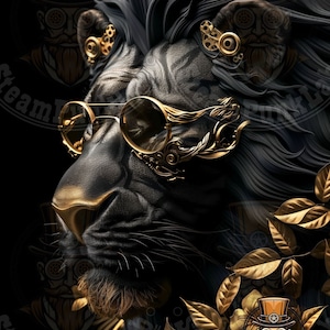 Souverain Steampunk: Portrait Majestueux d'un Lion Mécanique
