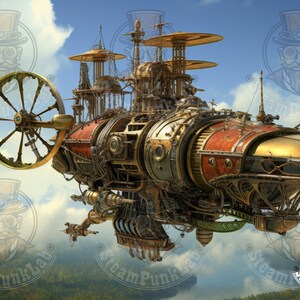 Steampunk Flying Machine: Retro-Futuristic Wonder for Your Space / Machine Volante Steampunk ; Merveille Rétro-Futuriste pour Votre Espace