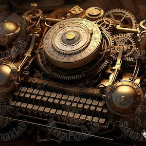 Intricate Steampunk Typewriter: Fusion of Elegance and Mechanical Artistry