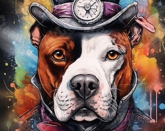 Steampunk Portrait of American Staff in Watercolor